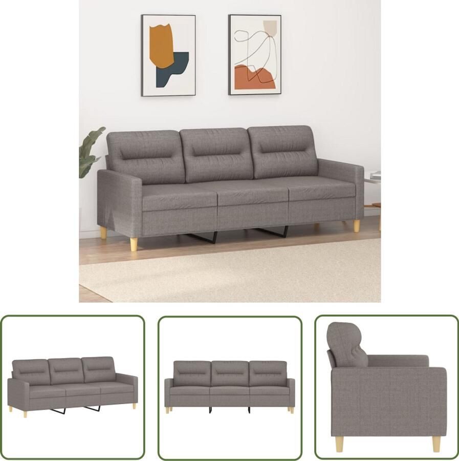 VidaXL Driezitsbank 180 cm Stof Taupe Modern Design 3 Zitsbank Sofa Banks Kopen Lounge Meubilair Woonkamer Meubels Taupesofa Lederlook Sofa Velours Bank Stijlvolle Bank Comfortabele Bank Budgetvriendelijke Bank