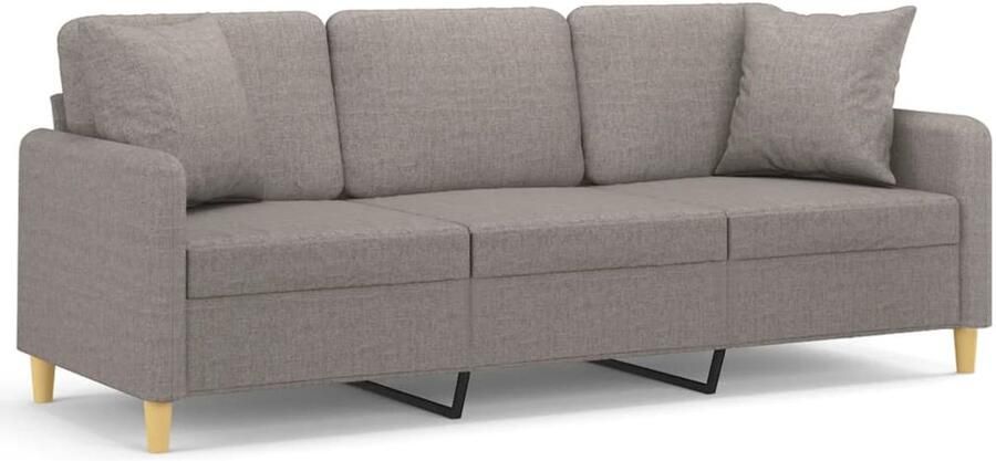 VidaXL Driezitsbank 180cm Taupe met Sierkussens Drie Persoonsbank Comfortabele Bank Stoffen Bank Taupe Bank Lounge Bank