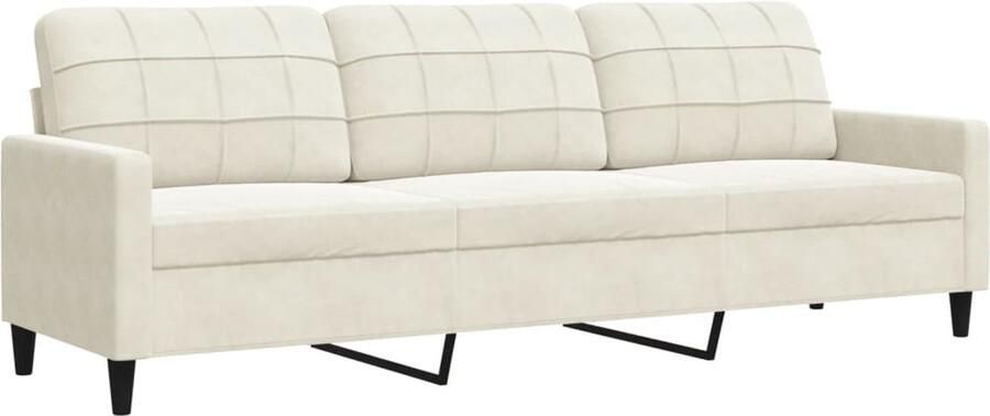 VidaXL Driezitsbank 210 cm fluweel crÃ¨mekleurig