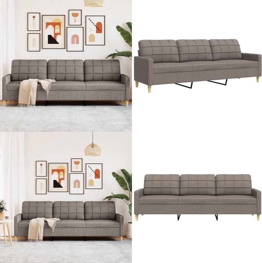VidaXL Driezitsbank 210 cm stof taupe 3-zitsbank 3-zitsbanken Bank Driezitsbank