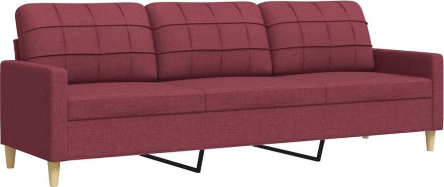 VidaXL Driezitsbank 210 cm Stof Wijnrood 3 Zits Bank Bankstel Woonkamer Meubels Stoffen Bank Rode Bank