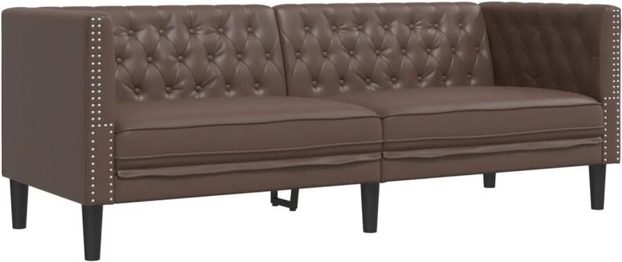 VidaXL Driezitsbank Chesterfield-stijl kunstleer bruin