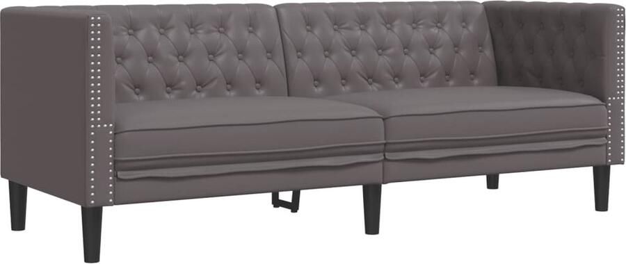 VidaXL Driezitsbank Chesterfield-stijl kunstleer grijs