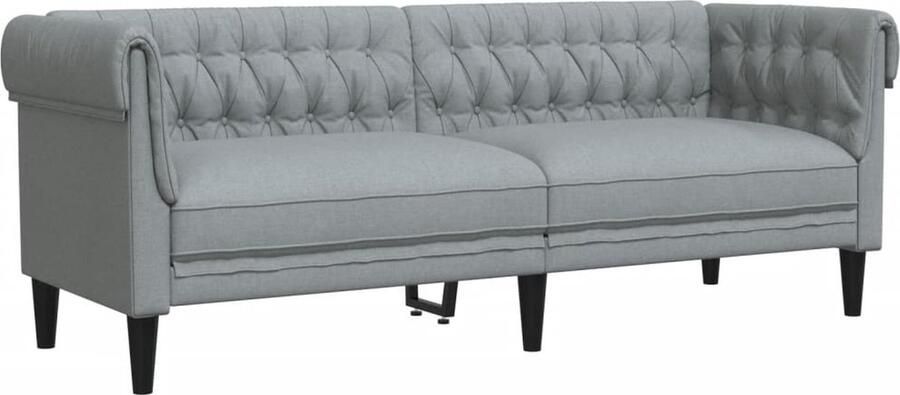 The Living Store 3-zitsbank Chesterfield lichtgrijs Duurzame stof Comfortabel zitcomfort 3-zitsbank Chesterfieldstijl Banks Kopen Comfortabele Bank Design Bank