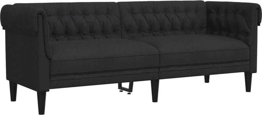 The Living Store Chesterfield 3-zitsbank 201.5 x 74.5 x 74.5 cm Duurzame stof Chesterfield Bank Drie Persoons Bank Banks Kopen Salon Meubels Zwarte Bank - Foto 2