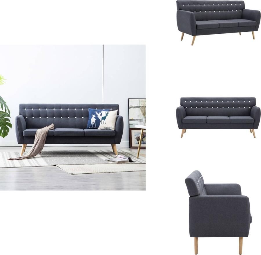 VidaXL Driezitsbank Driezitsbanken Driezits Bank Driezits Banken Driezitsbank 172x70x82 cm stof donkergrijs