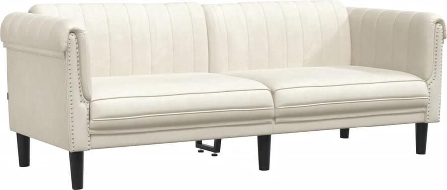 The Living Store Fluwelen 3-zitsbank 203 x 77 x 74 cm Crème fluweel comfortabele zitervaring 3 Zits Bank Velvet Bank Crème Bank Luxe Bank Banks Kopen - Foto 2