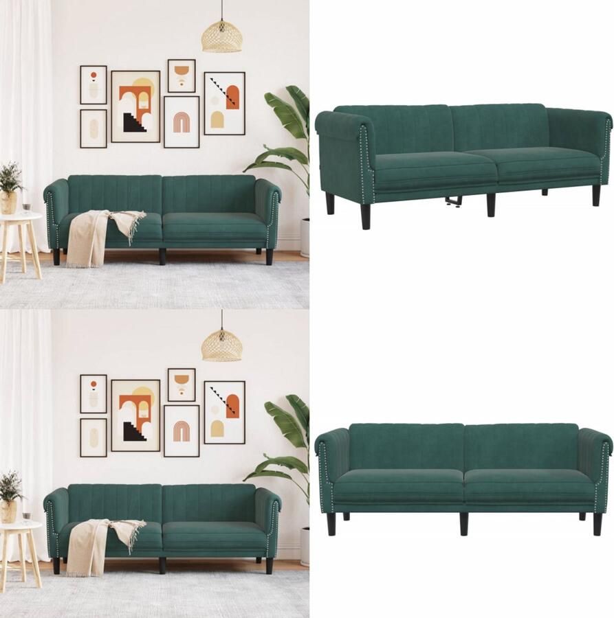 VidaXL Driezitsbank fluweel donkergroen Bank Banken Bankstellen Sofa