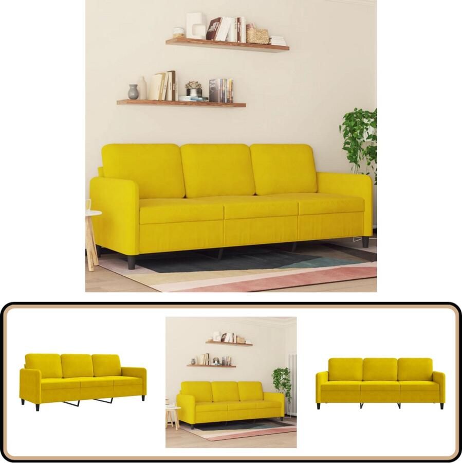 VidaXL Driezitsbank Fluweel Geel 180 cm Luxe Bank Fluwelen Bank 3 Persoons Bank Banks Kopen Salon Meubilair