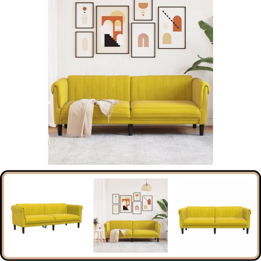 VidaXL Driezitsbank Fluweel Geel Stijlvol & Comfortabel Drie Zits Bank Fluweel Bank Banks Kopen Lounge Meubilair Gele Bank