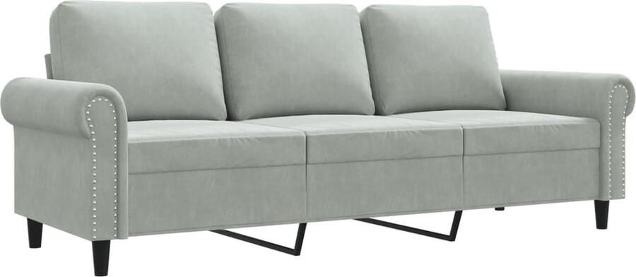 VidaXL Driezitsbank Fluweel Lichtgrijs 180 cm
