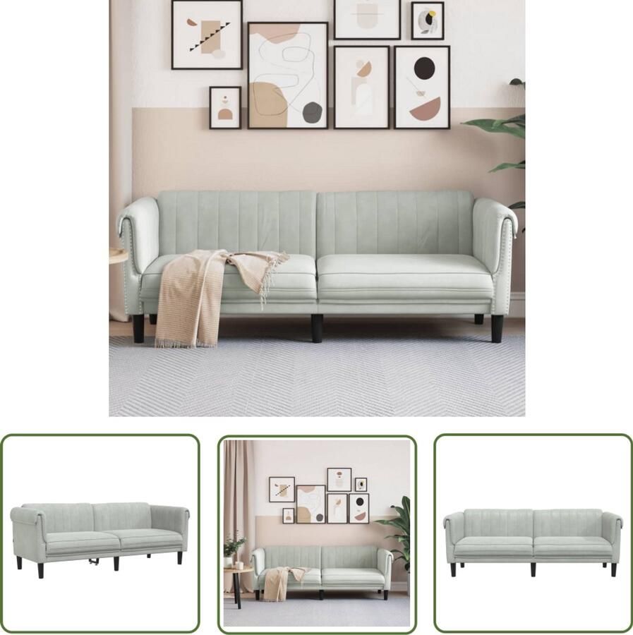 VidaXL Driezitsbank Fluweel Lichtgrijs 3-zitsbank Fluweel Sofa Grijze Bank Lounge Stoffen Bank Living Room Meubilair