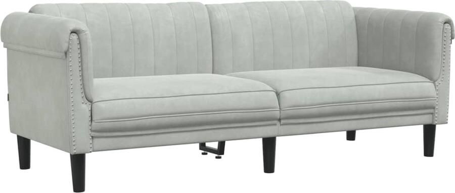 The Living Store Zweden 3-zitsbank 176x58x74 cm Fluweel Lichtgrijs 3-zitsbank Fluweel Sofa Grijze Bank Lounge Meubilair Living Room Furniture