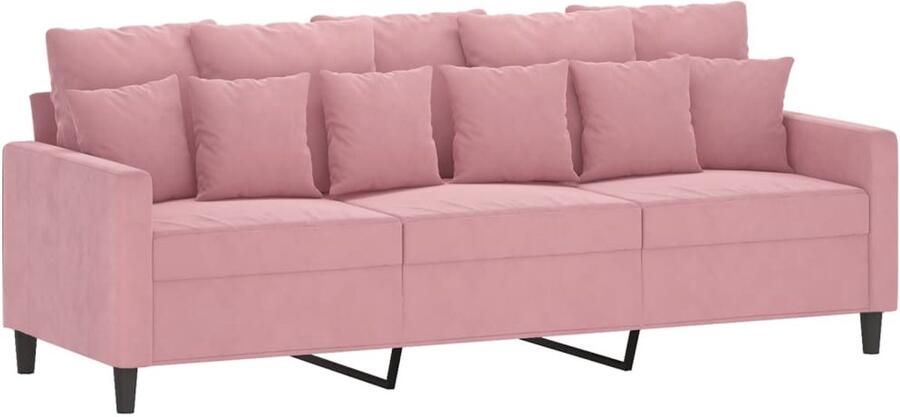 VidaXL Driezitsbank Fluweel Roze 180 cm Drie Persoons Bank Fluweelb Bank Rozerode Bank Salontafel Bankstellen - Foto 2
