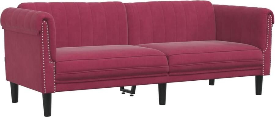 VidaXL -Driezitsbank-fluweel-wijnrood - Foto 3