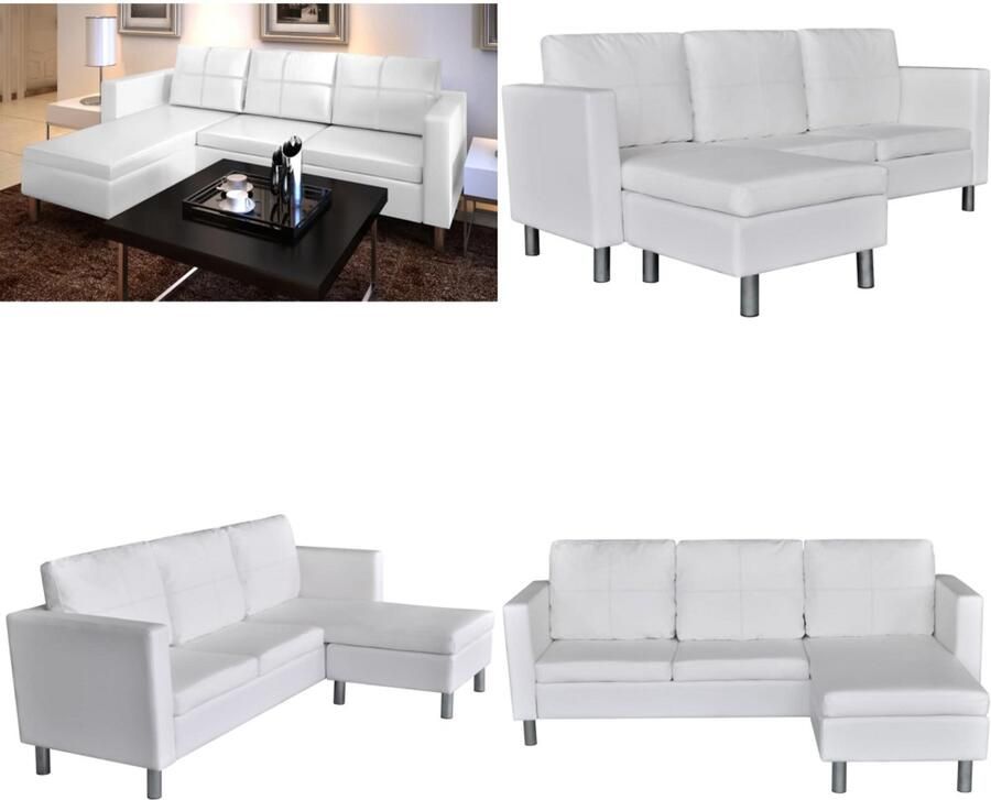 VidaXL Driezitsbank kunstleer wit Bank Banken Bankje Bankjes