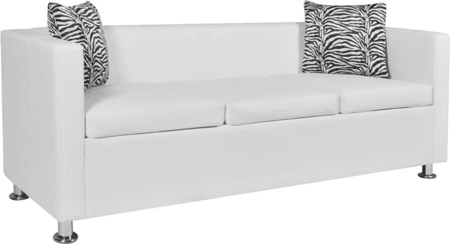 VidaXL Driezitsbank kunstleer wit