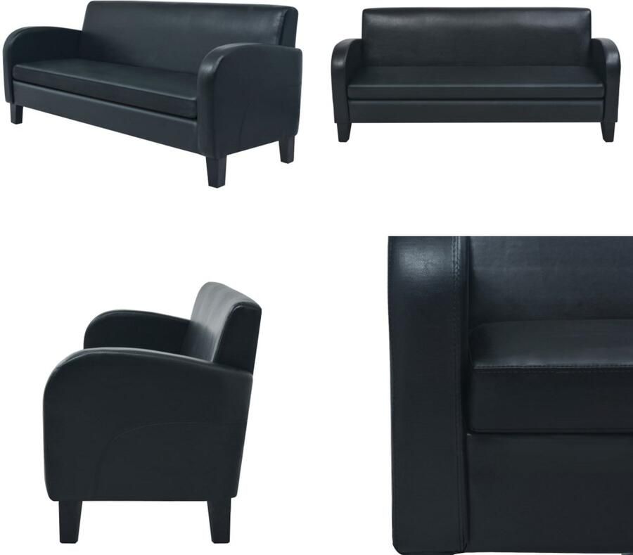 VidaXL Driezitsbank kunstleer zwart Bank Banken Ligbank Huiskamer Zetel