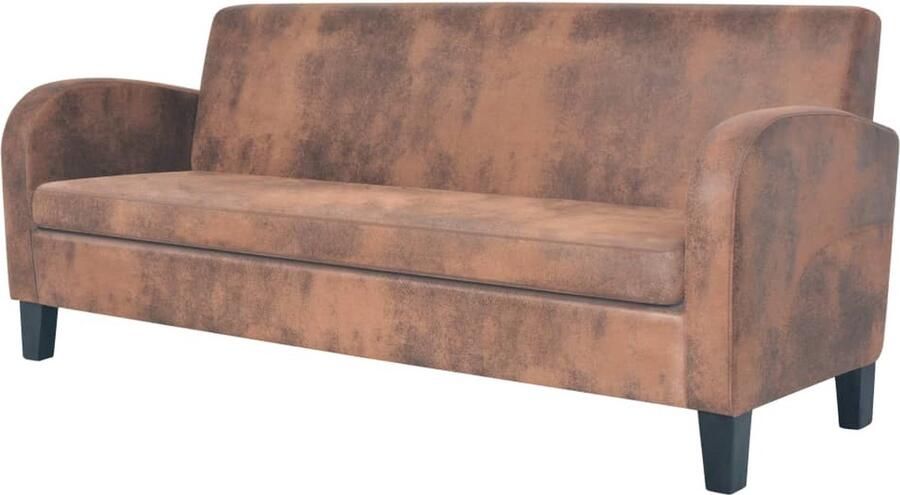 VidaXL Driezitsbank Kunstsuède Bruin Stijlvol design 3-zitsbank Kunstleder Sofa Bruine Bank Klassieke Bank Salonbank Bankstel Livingroom Meubels Luxe Bank Comfortabele Bank - Foto 2
