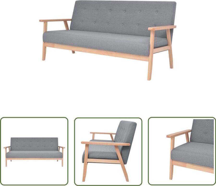 VidaXL Driezitsbank Lichtgrijs Houten Frame 3 Zits Bank Sofa Grijs Bankstellen Woonkamer Meubels Lounge Meubelen Moderne Bank Stijlvolle Bank Comfortabele Bank Lederlook Bank Budget Vriendelijke Bank
