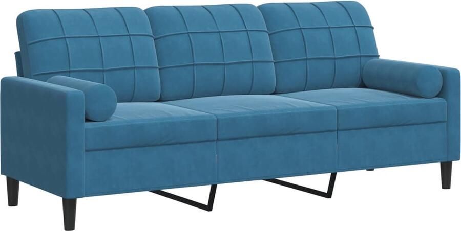 VidaXL -Driezitsbank-met-sierkussens-180-cm-fluweel-blauw - Foto 2