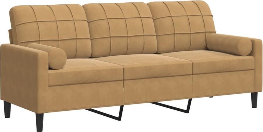 VidaXL -Driezitsbank-met-sierkussens-180-cm-fluweel-bruin - Foto 2