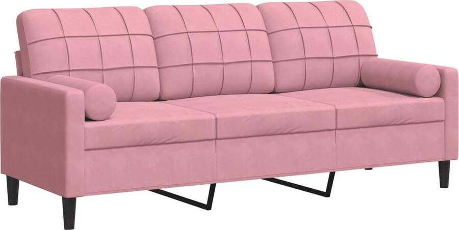 VidaXL -Driezitsbank-met-sierkussens-180-cm-fluweel-roze - Foto 2