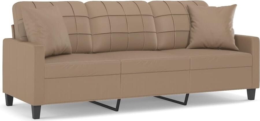 Vida XL vidaXL Driezitsbank met sierkussens 180 cm kunstleer cappuccinokleurig-VXL-3200812 - Foto 2