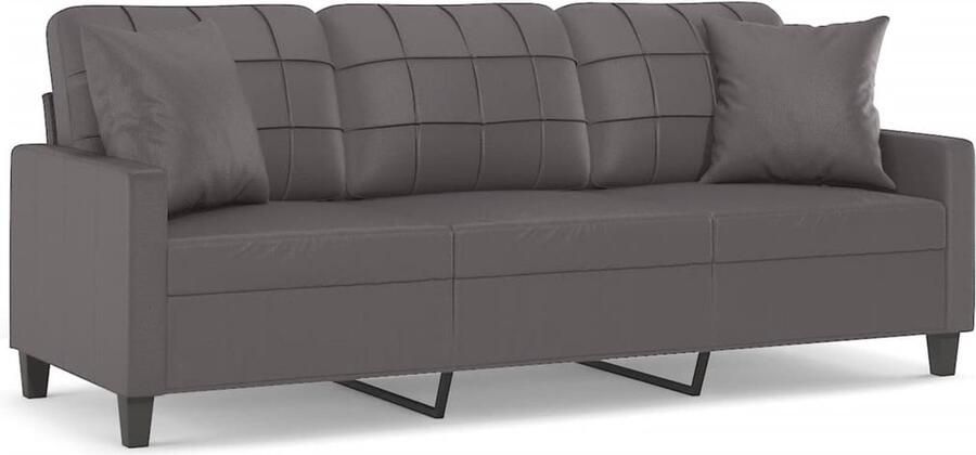 VidaXL -Driezitsbank-met-sierkussens-180-cm-kunstleer-grijs - Foto 2