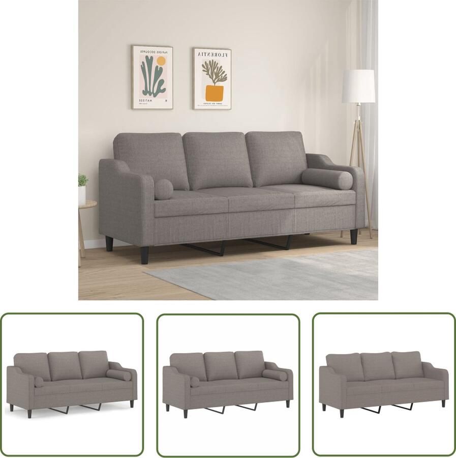 The Living Store Bank Life 3-zitsbank 198 x 77 x 80 cm Comfortabele zitting Drie Persoons Bank Comfortabele Bank Stoffen Bank Taupe Bank Banks Kopen - Foto 2