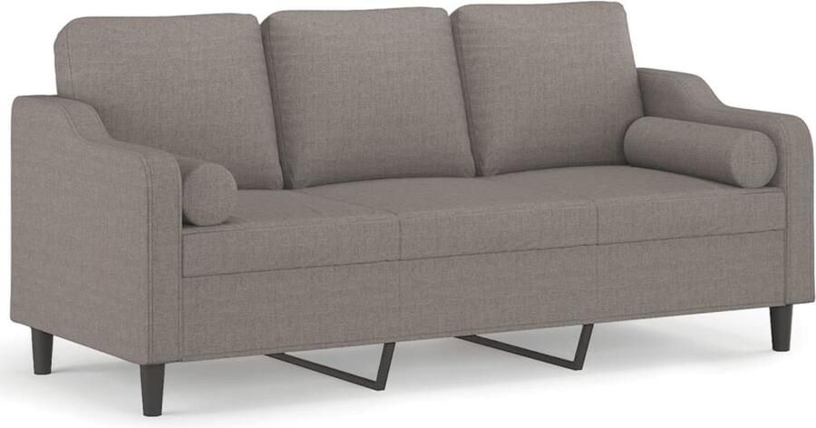 The Living Store Bank Life 3-zitsbank 198 x 77 x 80 cm Comfortabele zitting Drie Persoons Bank Comfortabele Bank Stoffen Bank Taupe Bank Banks Kopen - Foto 3