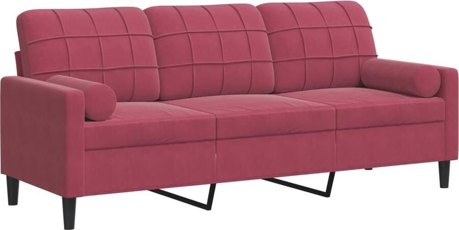 The Living Store Bank Velvet 3-zits 197 x 77 x 80 cm Wijnrood 3-zitsbank Velvet Bank Rode Bank Woonkamer Meubels Lounge Bank - Foto 2