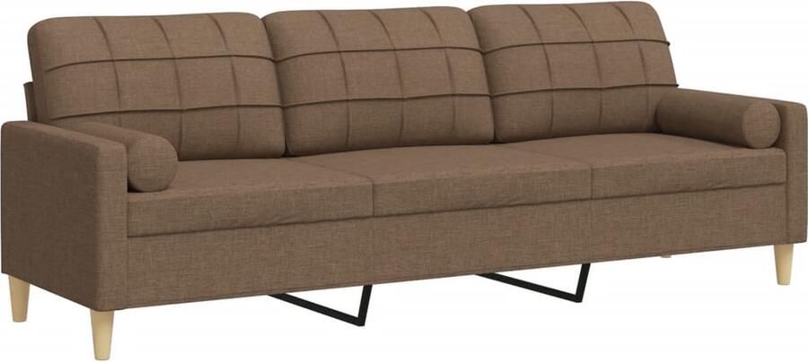 VidaXL Driezitsbank met sierkussens 210 cm stof bruin