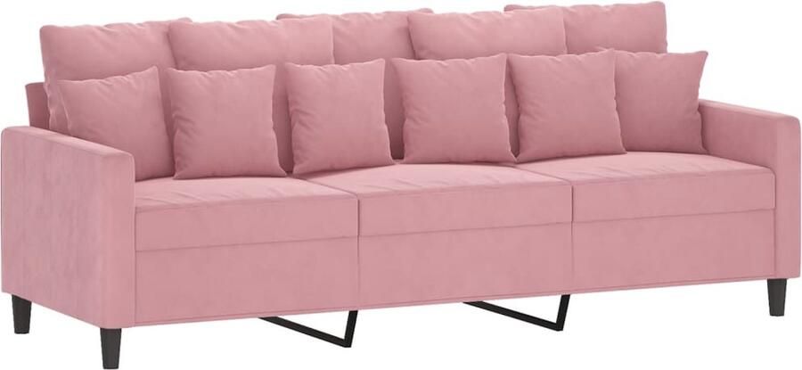 VidaXL -Driezitsbank-met-voetenbank-180-cm-fluweel-roze - Foto 2