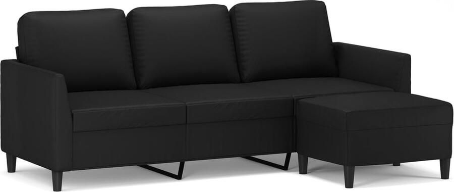 Vida XL vidaXL Driezitsbank met voetenbank 180 cm kunstleer zwart-VXL-3201122 - Foto 3