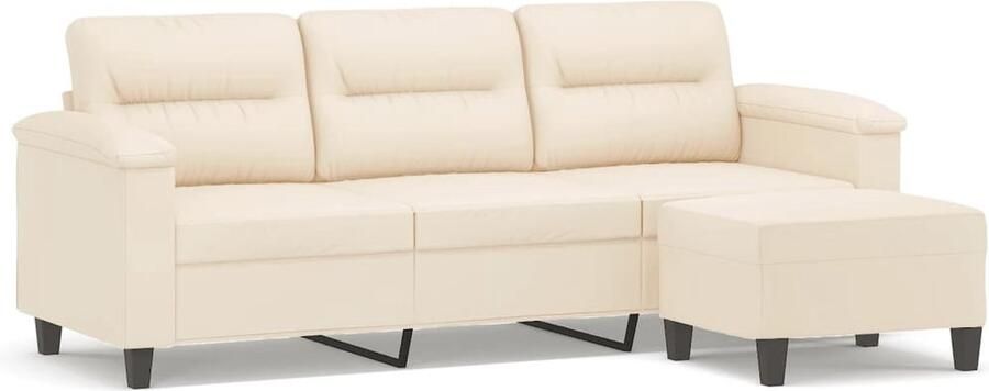 VidaXL Driezitsbank met voetenbank 180 cm microvezelstof beige