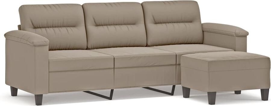 VidaXL Driezitsbank met voetenbank 180 cm microvezelstof taupe