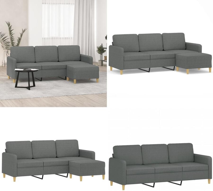 VidaXL -Driezitsbank-met-voetenbank-180-cm-stof-donkergrijs