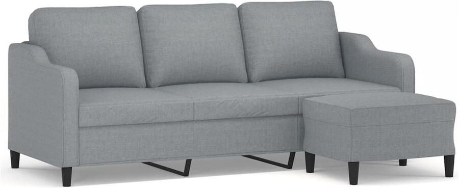 Vida XL vidaXL Driezitsbank met voetenbank 180 cm stof lichtgrijs-VXL-3201001 - Foto 2