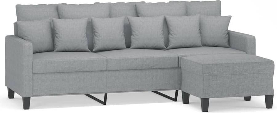 Vida XL vidaXL Driezitsbank met voetenbank 180 cm stof lichtgrijs-VXL-3201001 - Foto 3