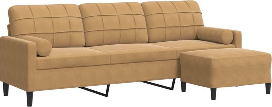 VidaXL Driezitsbank met voetenbank 210 cm fluweel bruin