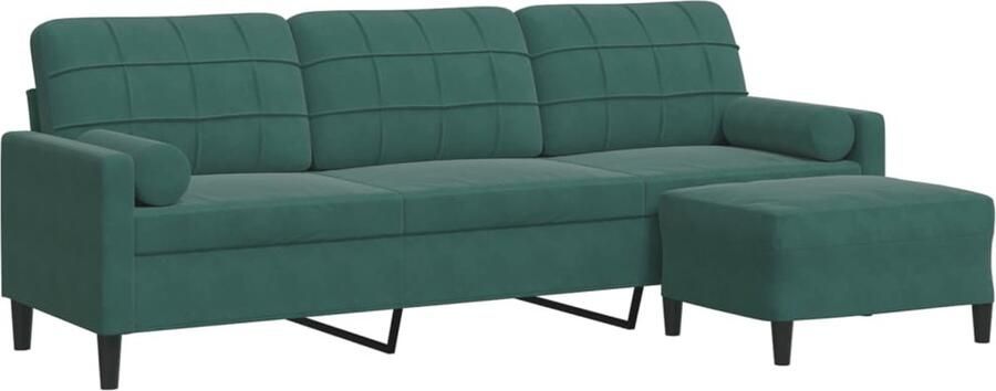 VidaXL Driezitsbank met voetenbank 210 cm fluweel donkergroen
