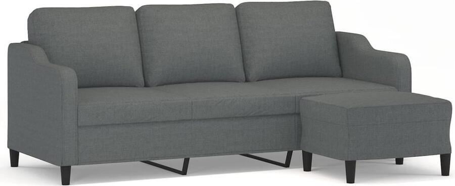VidaXL Driezitsbank met voetenbank donkergrijs Drie Persoonsbank Hoekbank Salontafel Loungehoek Relaxfauteuil