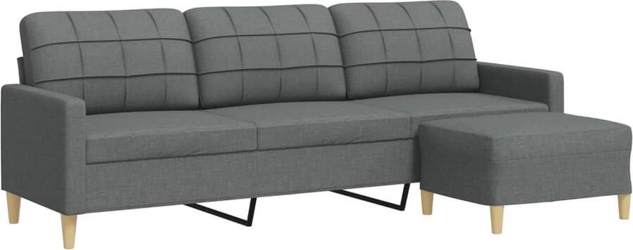 VidaXL Driezitsbank met voetenbank donkergrijs Drie Zits Bank Donker Grijze Bank Bankstel Salontafel Living Room Meubels