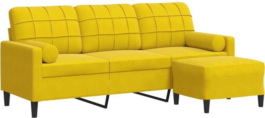 VidaXL Driezitsbank met voetenbank fluweel geel Drie Zits Bank Fluweelb Bank Bankstel Lounge Bank Salontafel