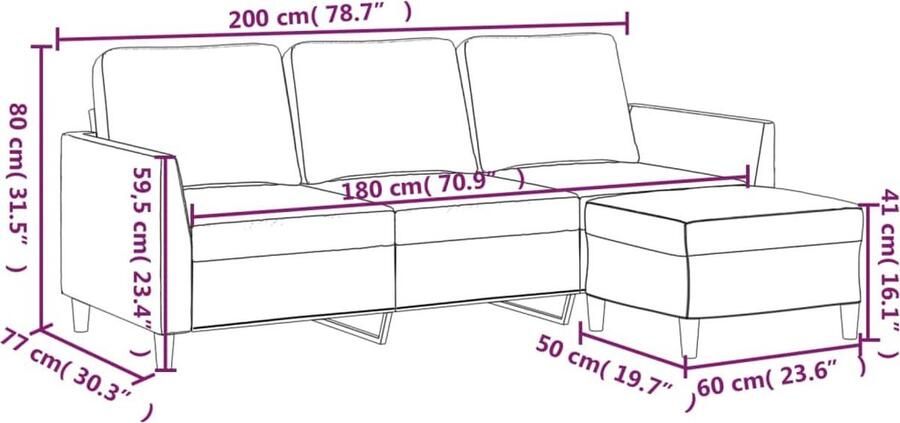 VidaXL Driezitsbank met voetenbank Kunstleer Crème Drie Zitsbank Salon Meubilair Lederlook Sofa Crème Kleuren Sofa Lounge Set