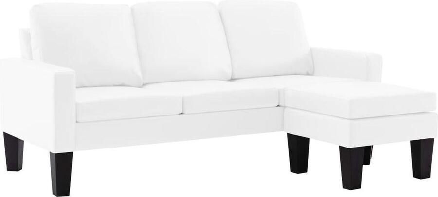 VidaXL Driezitsbank met voetenbank kunstleer wit
