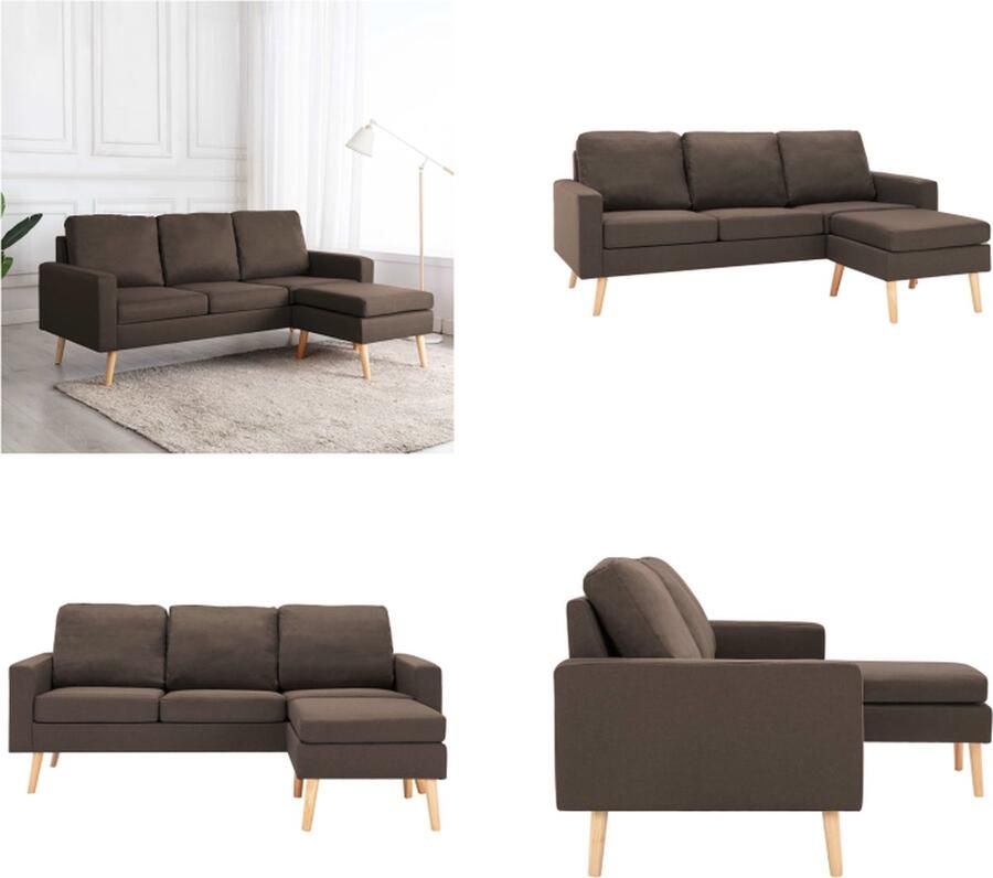 VidaXL Driezitsbank met voetenbank stof bruin Bank Banken Stoffen Bank Stoffen Banken