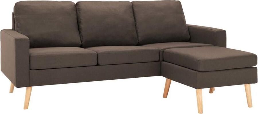 VidaXL Driezitsbank met voetenbank stof bruin