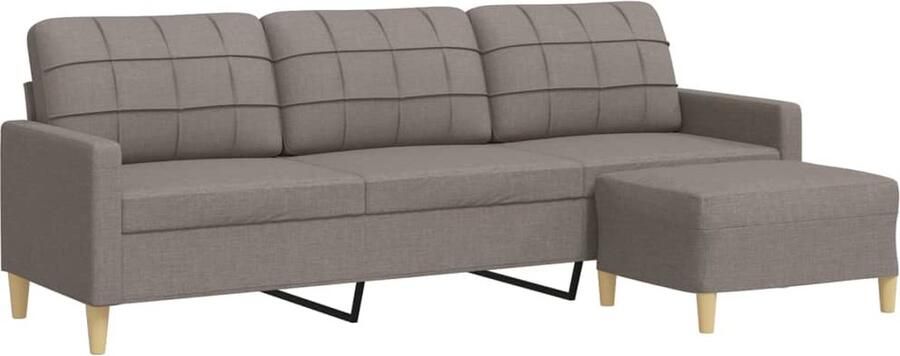 VidaXL Driezitsbank met voetenbank Taupe 210 cm Drie Persoons Bank Lounge Bank Bankstel Fauteuils Salon Meubilair
